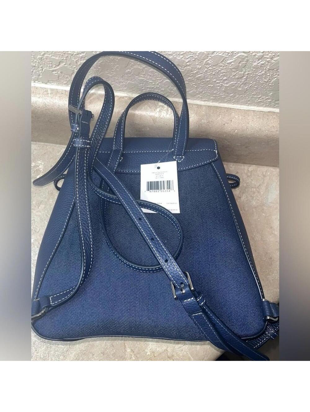 Kate Spade New York Leila Denim Medium Flap Backpack, NWT - Picture 9 of 14